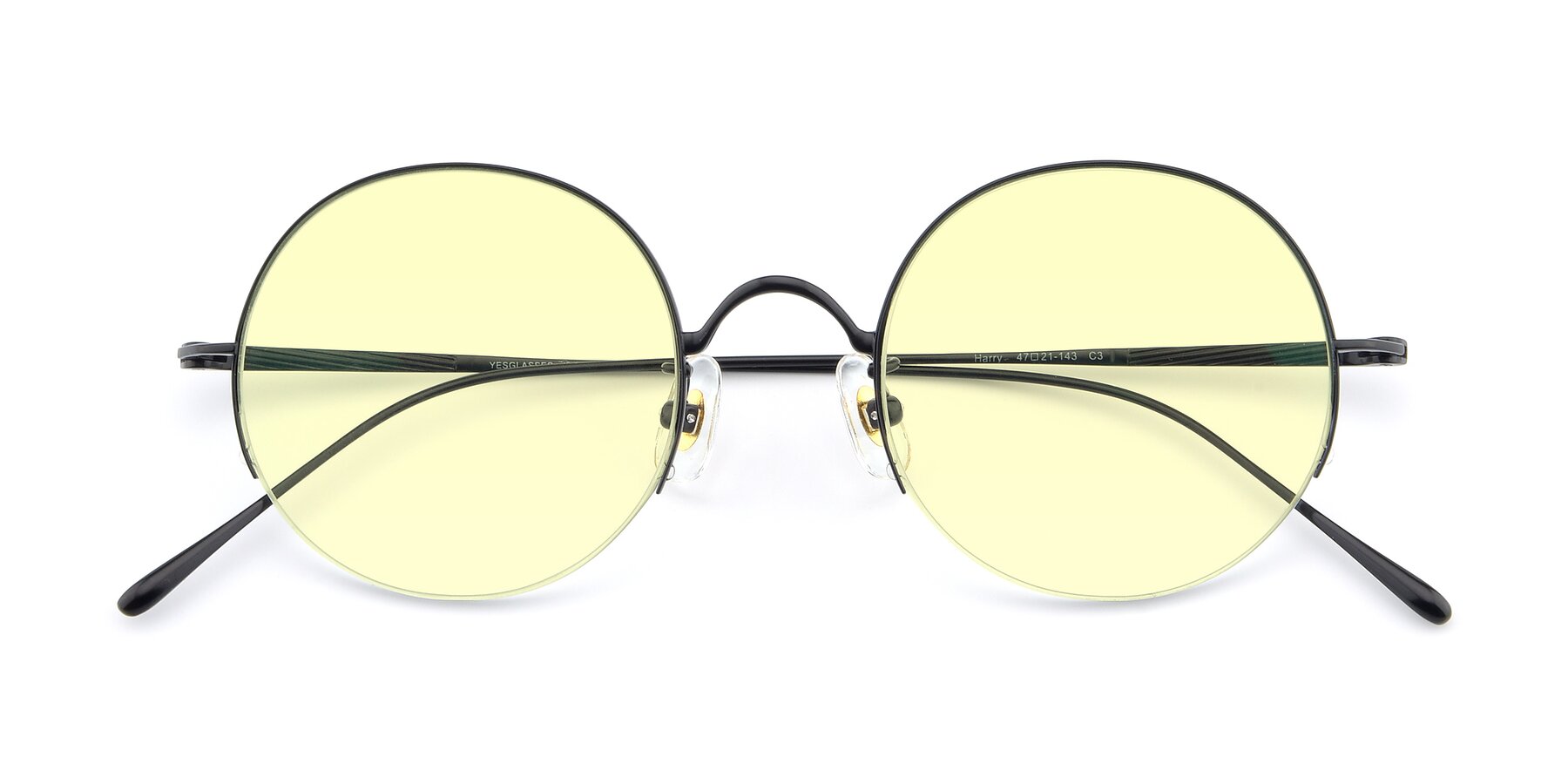 Folded Front of Harry in Matte Black with Light Yellow Tinted Lenses