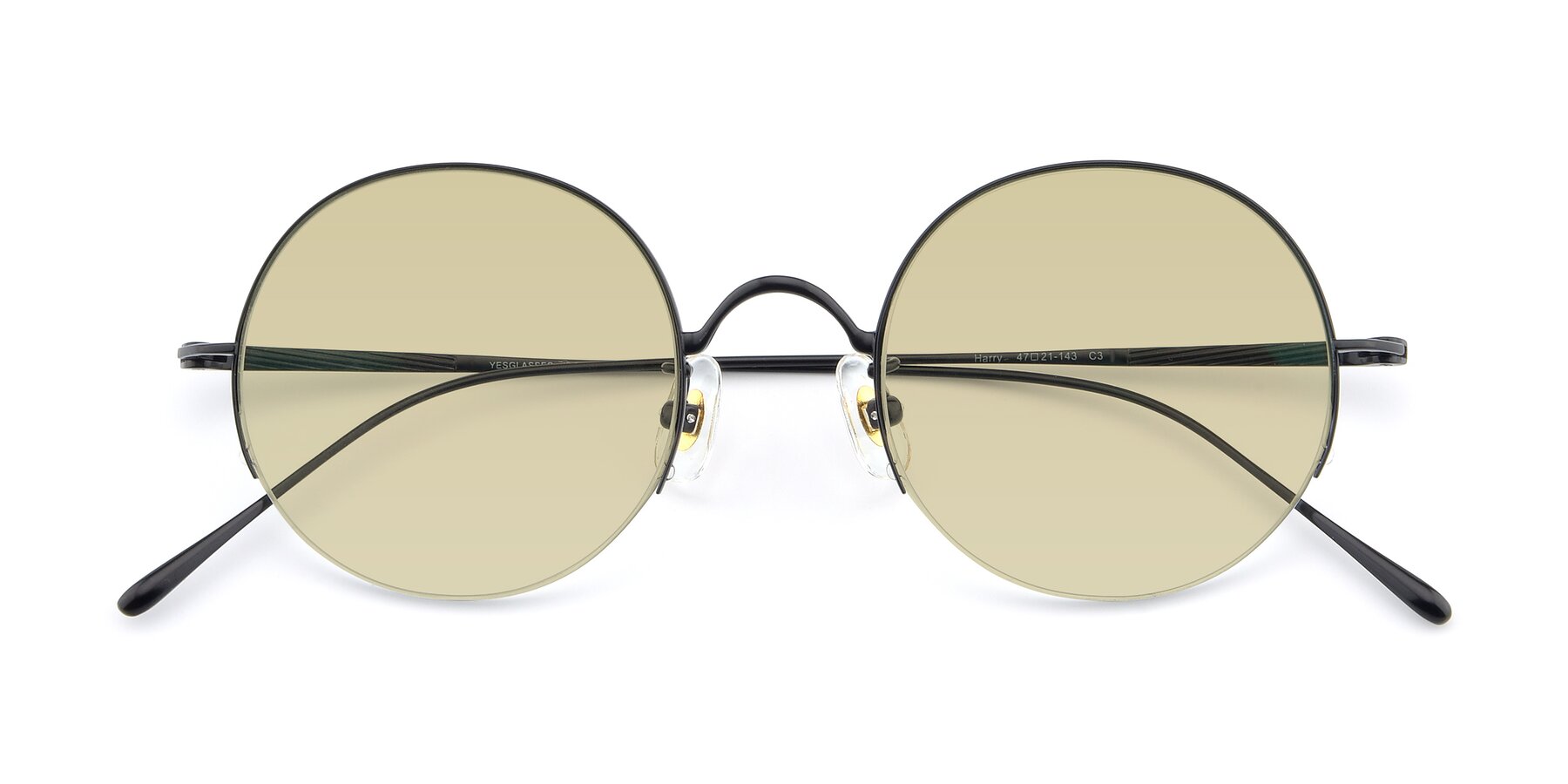 Folded Front of Harry in Matte Black with Light Champagne Tinted Lenses