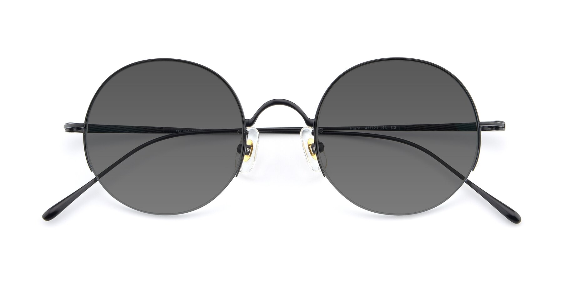 Folded Front of Harry in Matte Black with Medium Gray Tinted Lenses