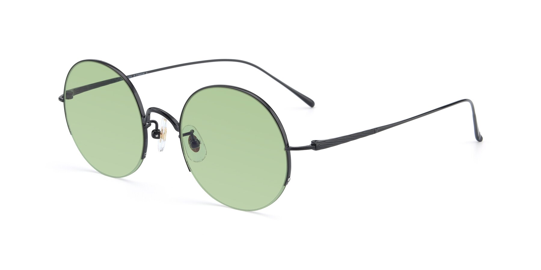 Angle of Harry in Matte Black with Medium Green Tinted Lenses