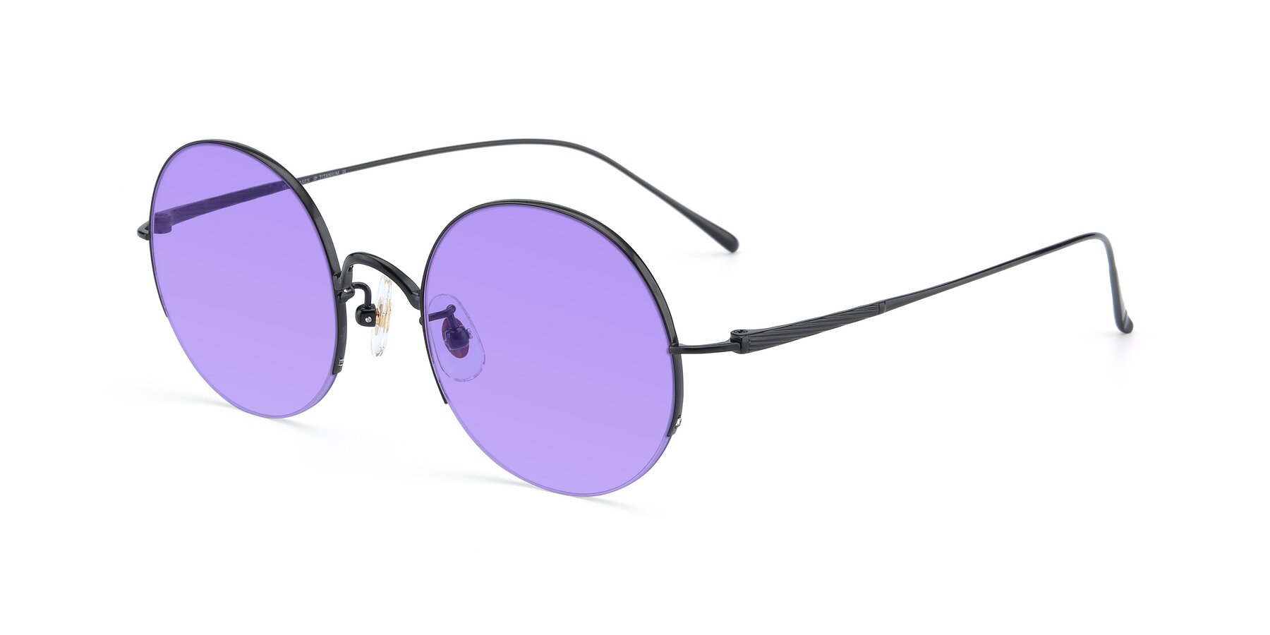 Angle of Harry in Matte Black with Medium Purple Tinted Lenses