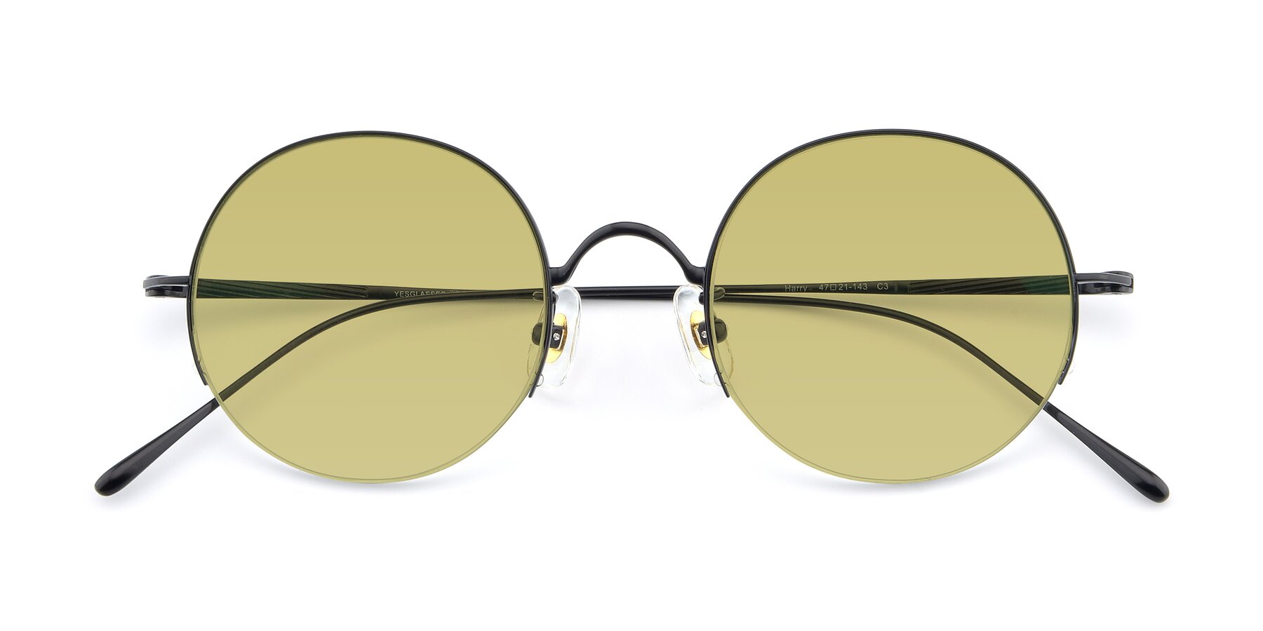 Folded Front of Harry in Matte Black with Medium Champagne Tinted Lenses