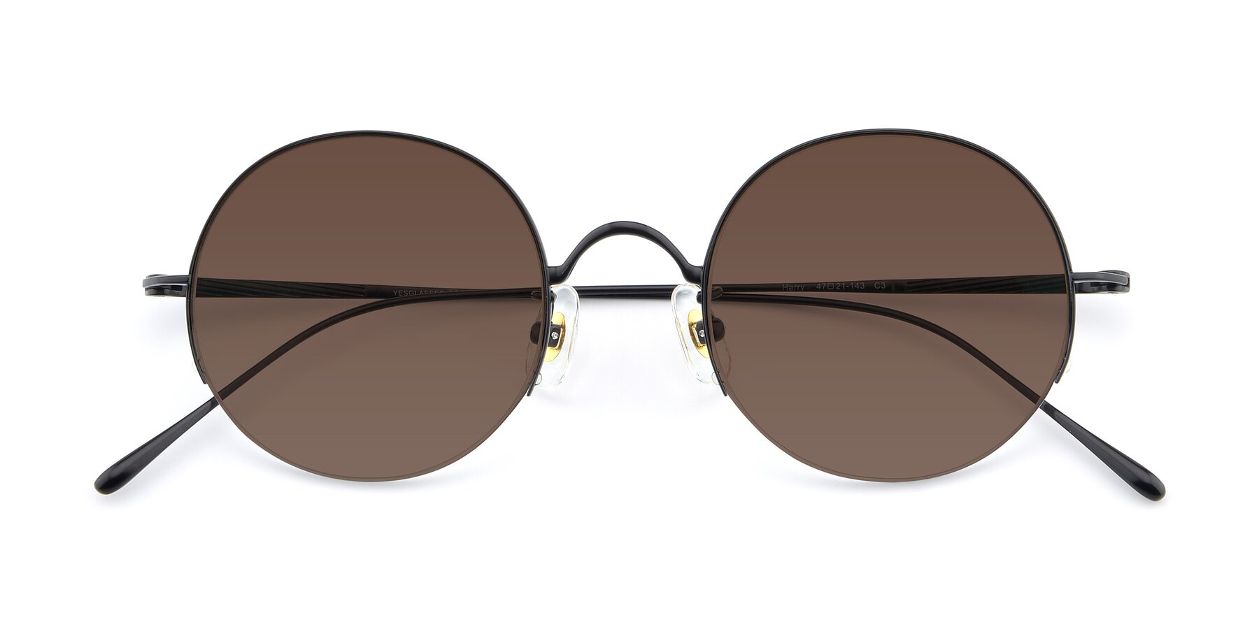Folded Front of Harry in Matte Black with Brown Tinted Lenses