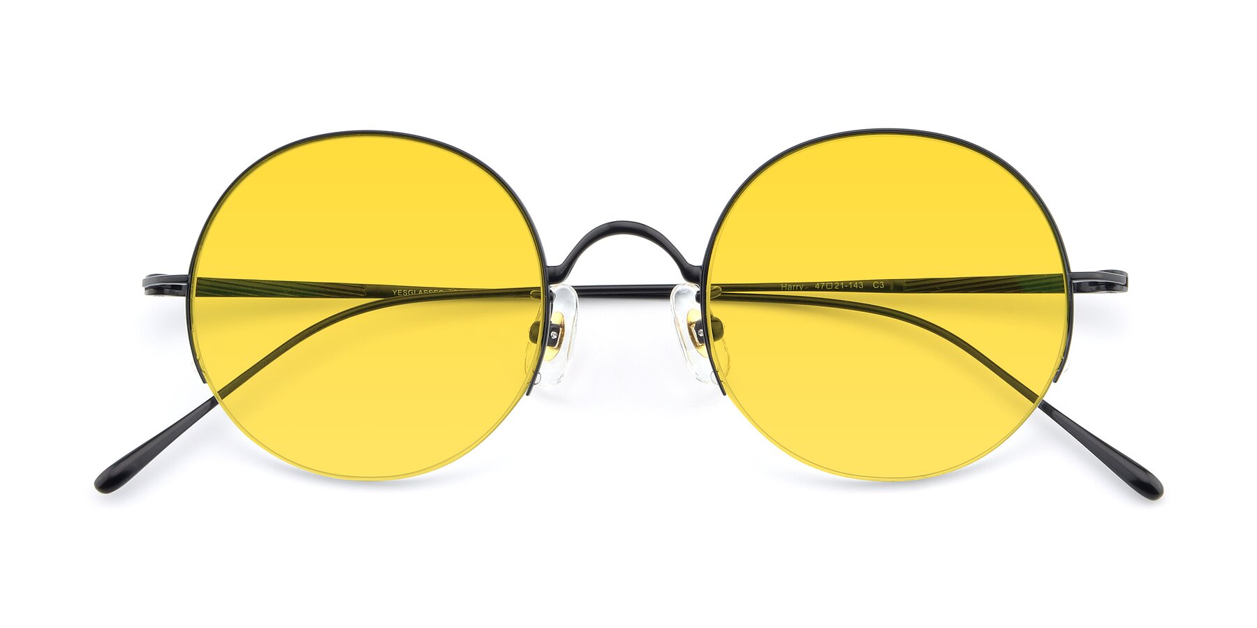 Folded Front of Harry in Matte Black with Yellow Tinted Lenses