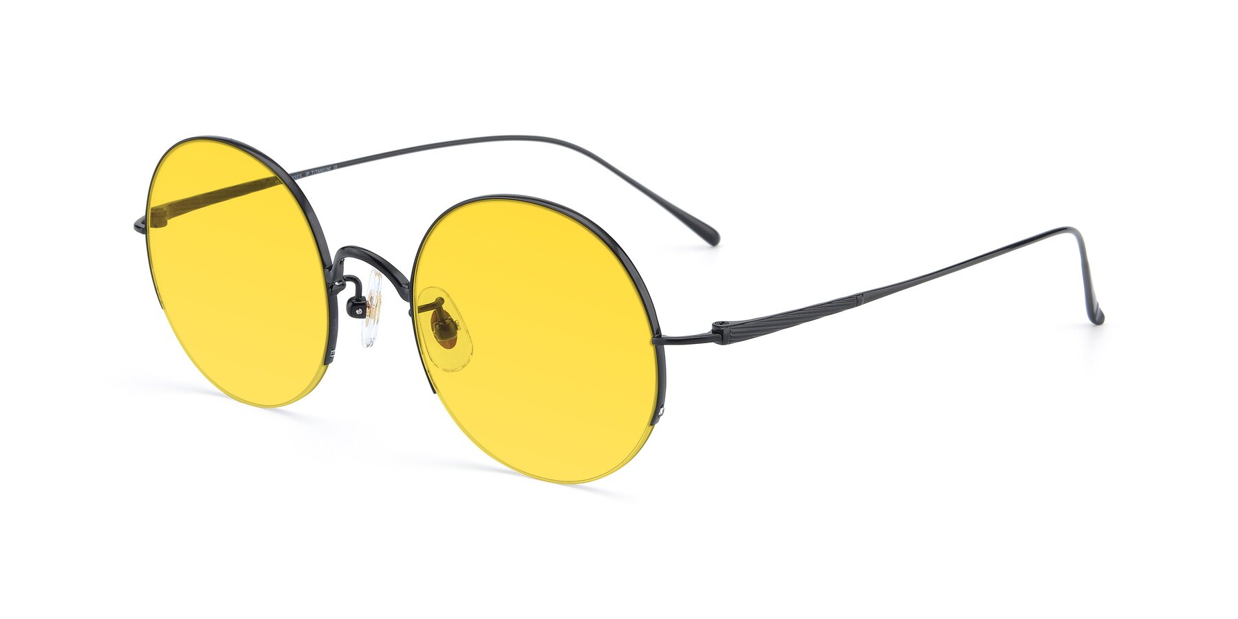 Angle of Harry in Matte Black with Yellow Tinted Lenses