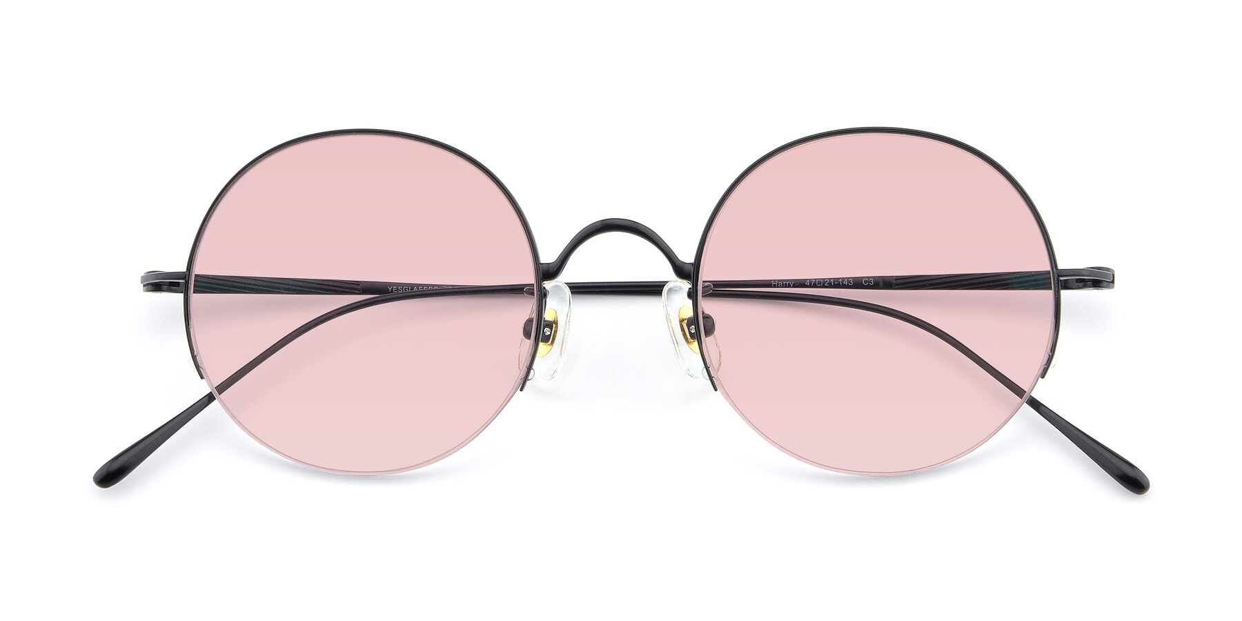 Folded Front of Harry in Matte Black with Light Garnet Tinted Lenses