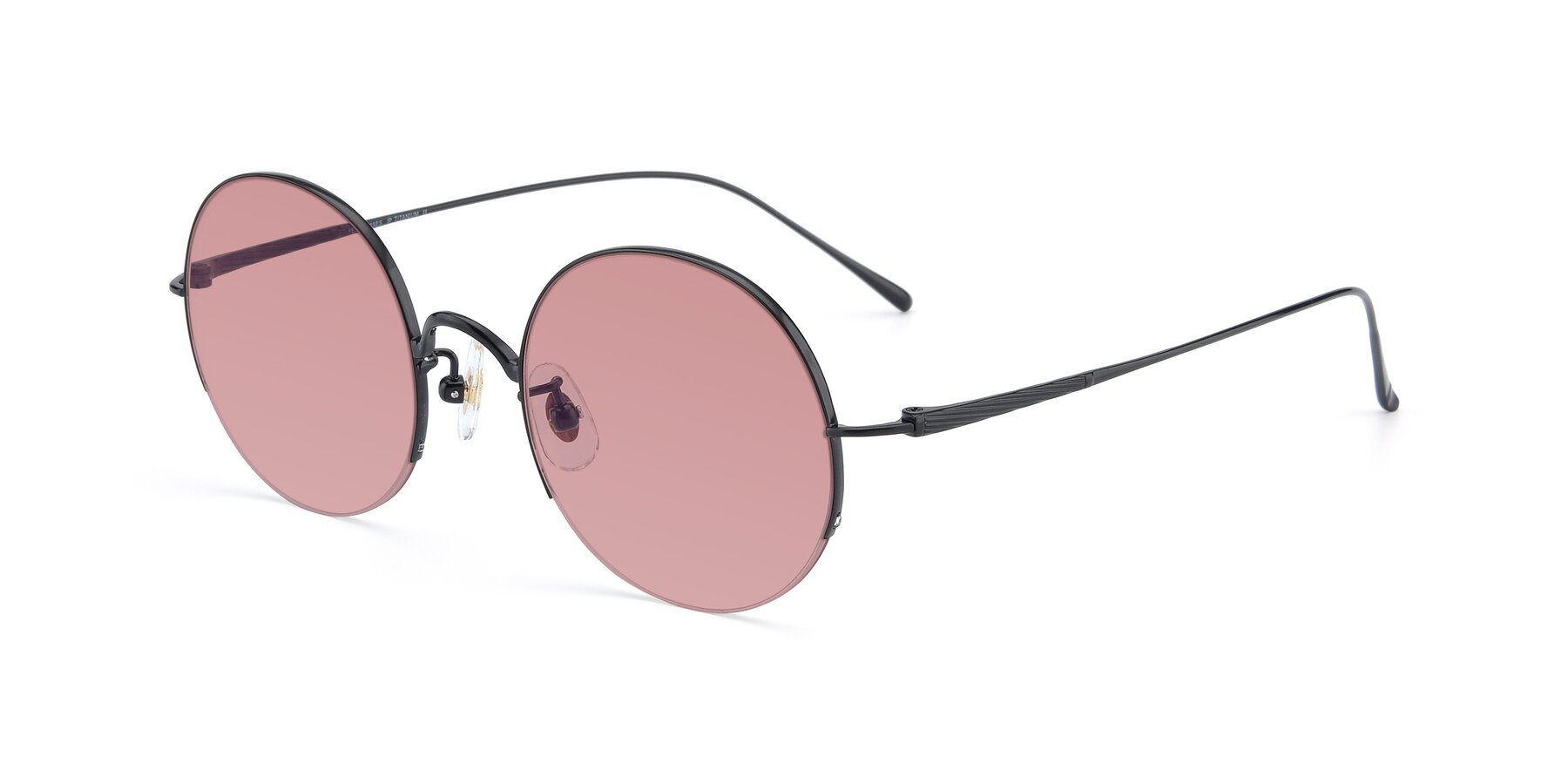 Angle of Harry in Matte Black with Medium Garnet Tinted Lenses