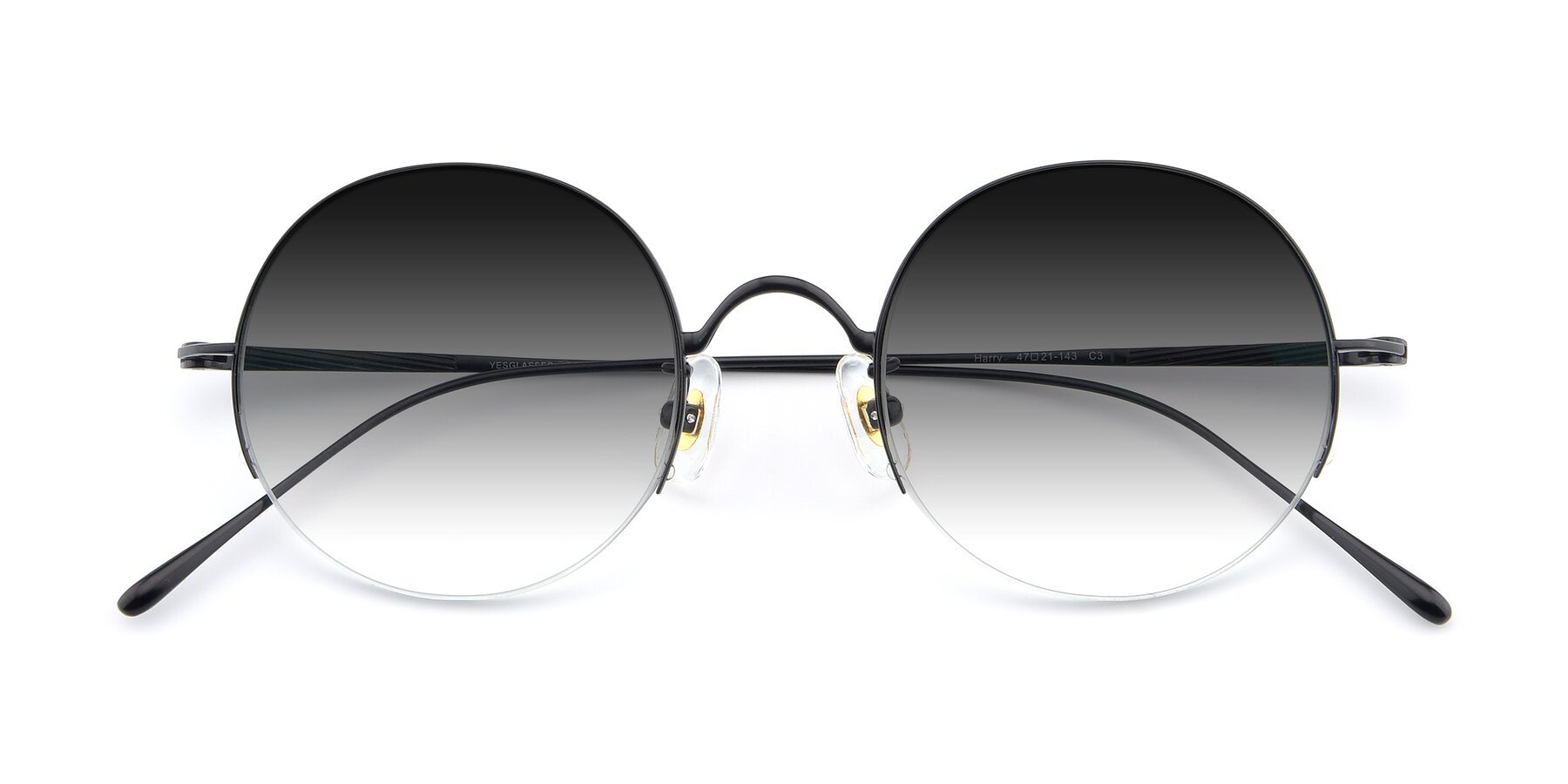 Folded Front of Harry in Matte Black with Gray Gradient Lenses