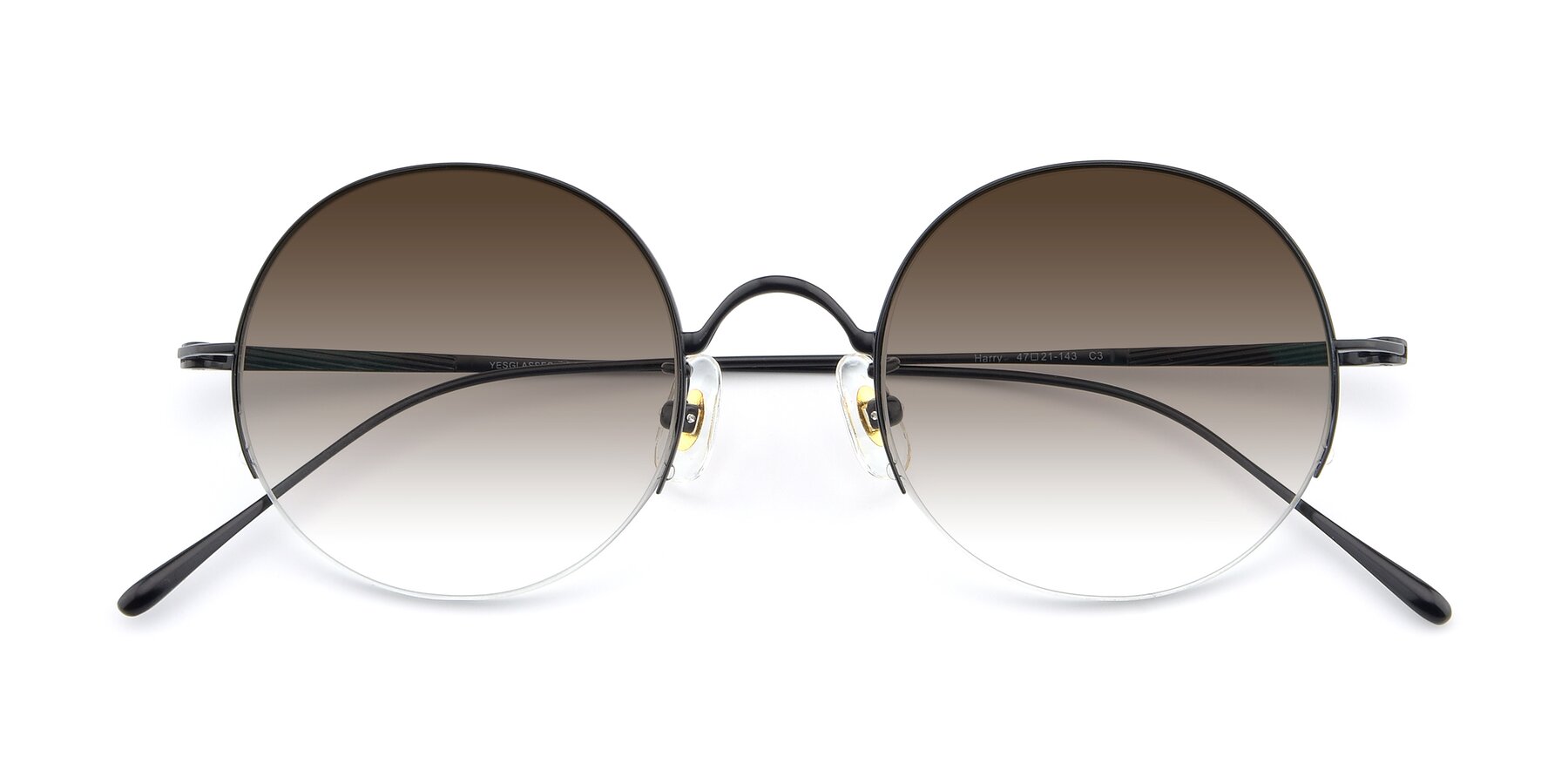 Folded Front of Harry in Matte Black with Brown Gradient Lenses