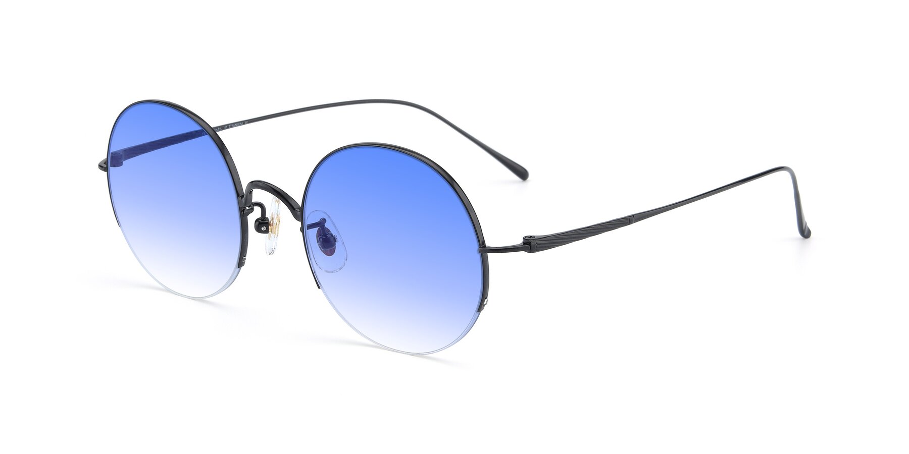 Angle of Harry in Matte Black with Blue Gradient Lenses