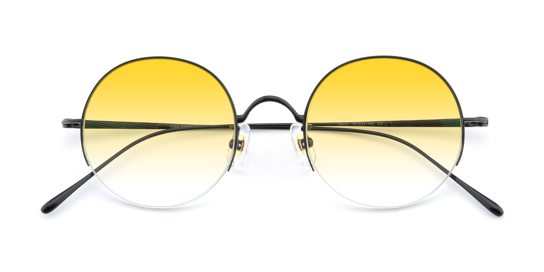 Folded Front of Harry in Matte Black with Yellow Gradient Lenses