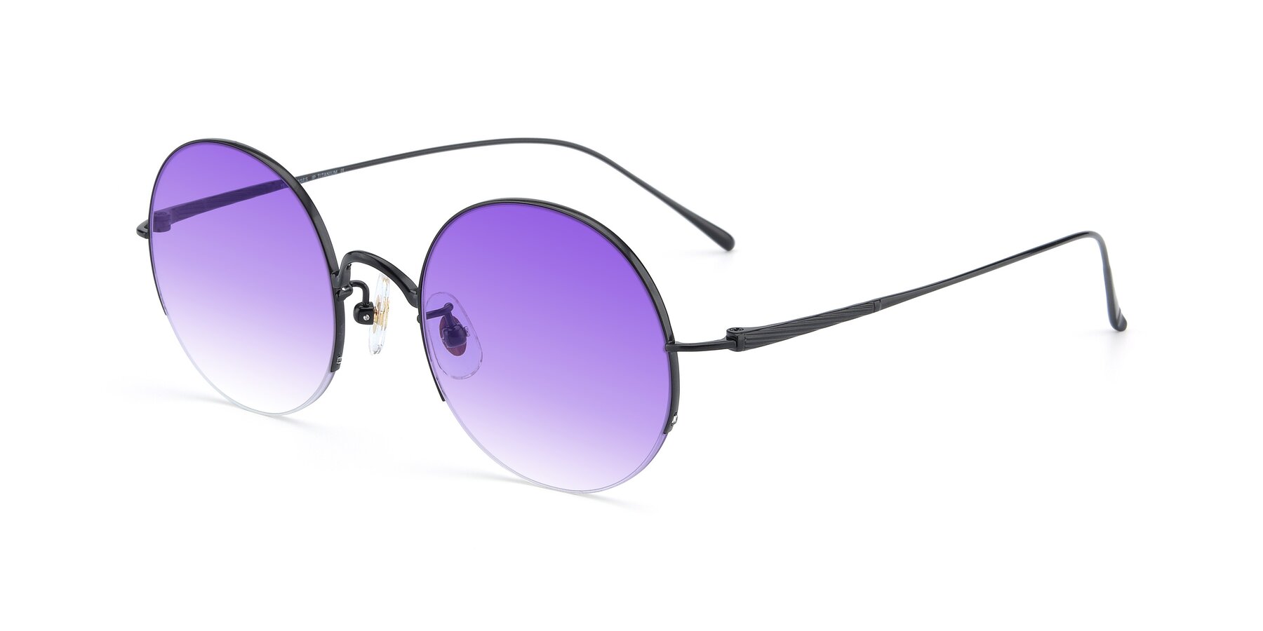 Angle of Harry in Matte Black with Purple Gradient Lenses
