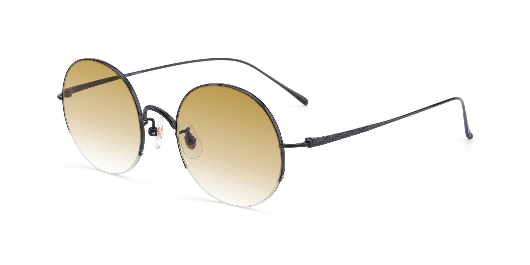 Angle of Harry in Matte Black with Champagne Gradient Lenses