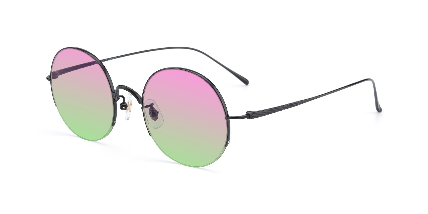 Angle of Harry in Matte Black with Pink / Green Gradient Lenses