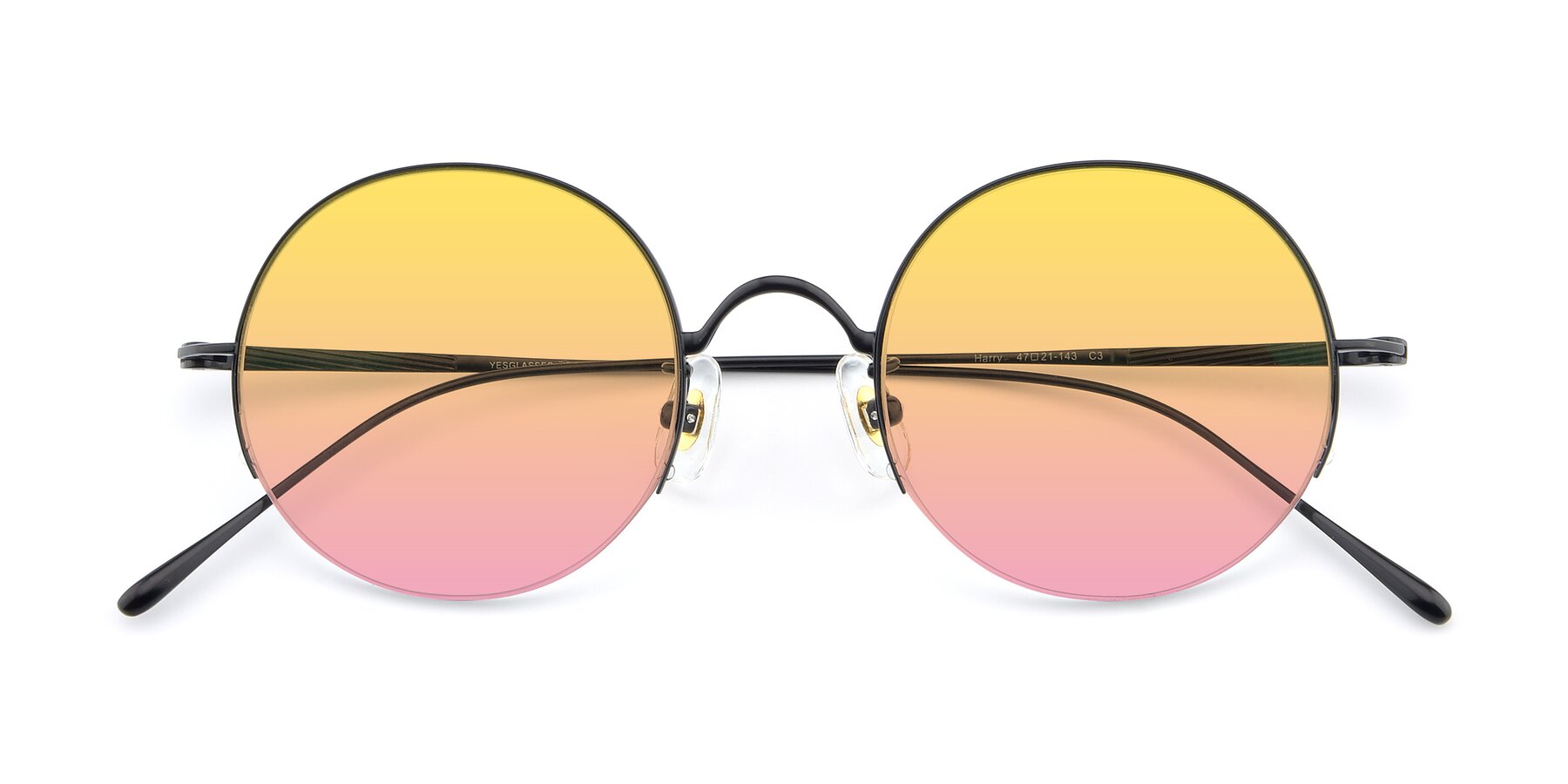 Folded Front of Harry in Matte Black with Yellow / Pink Gradient Lenses