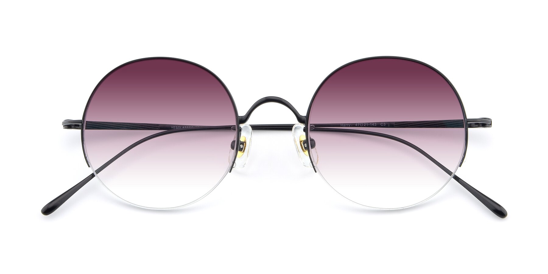 Folded Front of Harry in Matte Black with Wine Gradient Lenses