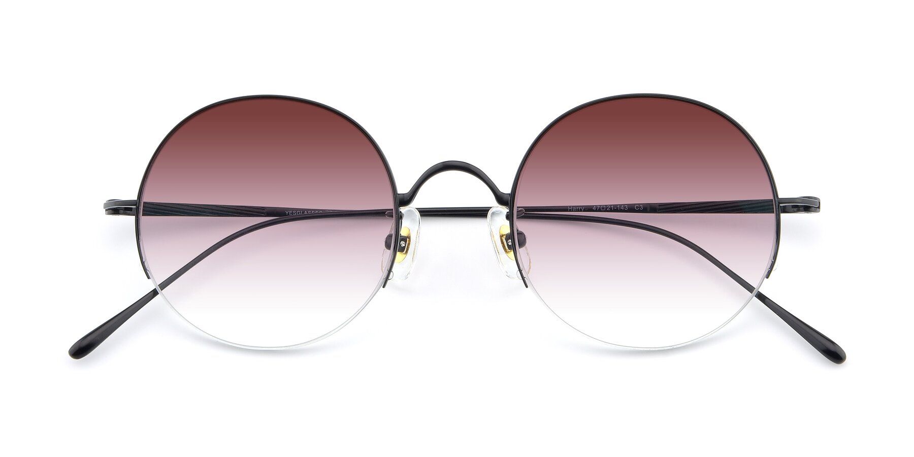 Folded Front of Harry in Matte Black with Garnet Gradient Lenses