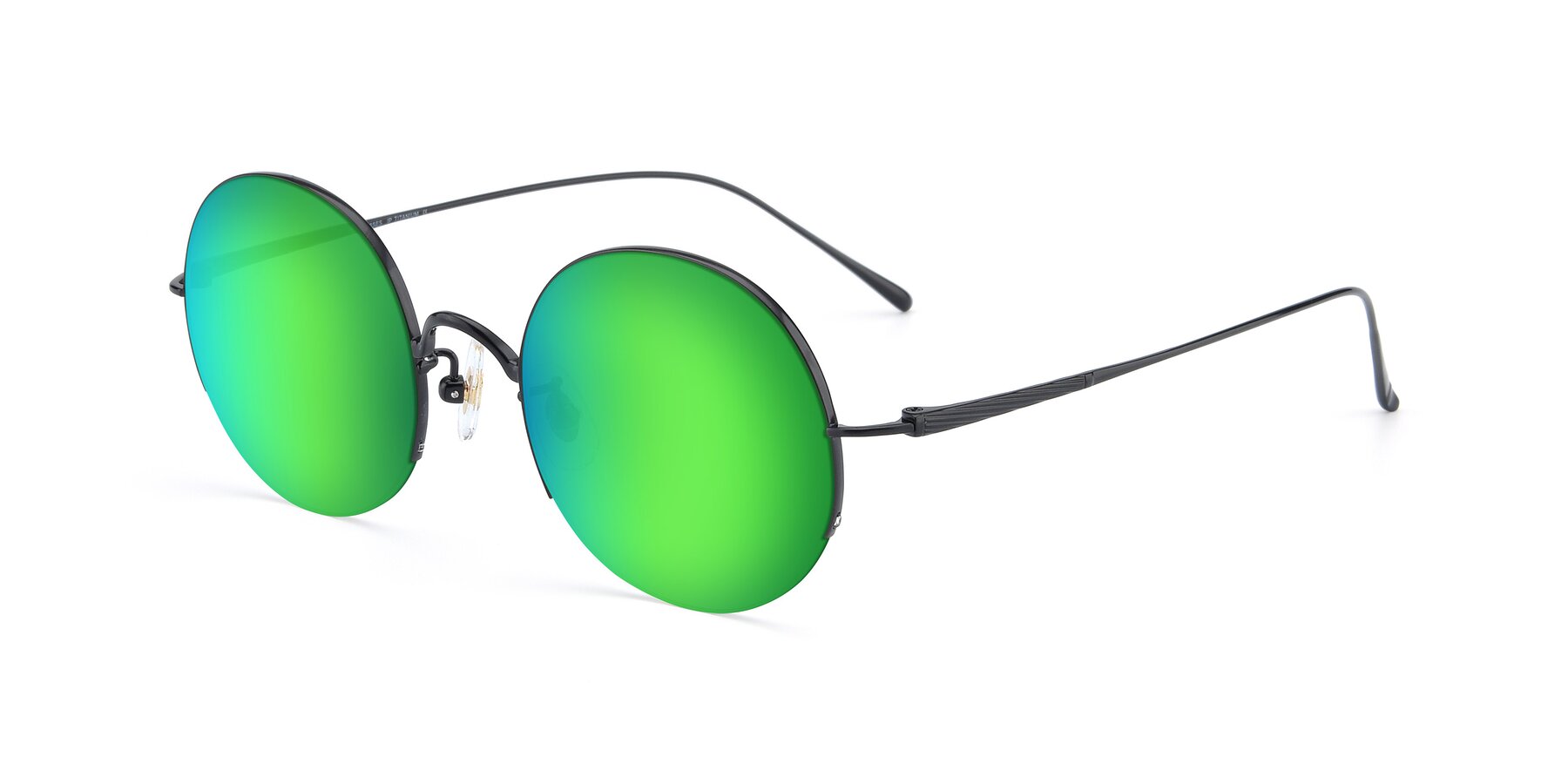 Angle of Harry in Matte Black with Green Mirrored Lenses