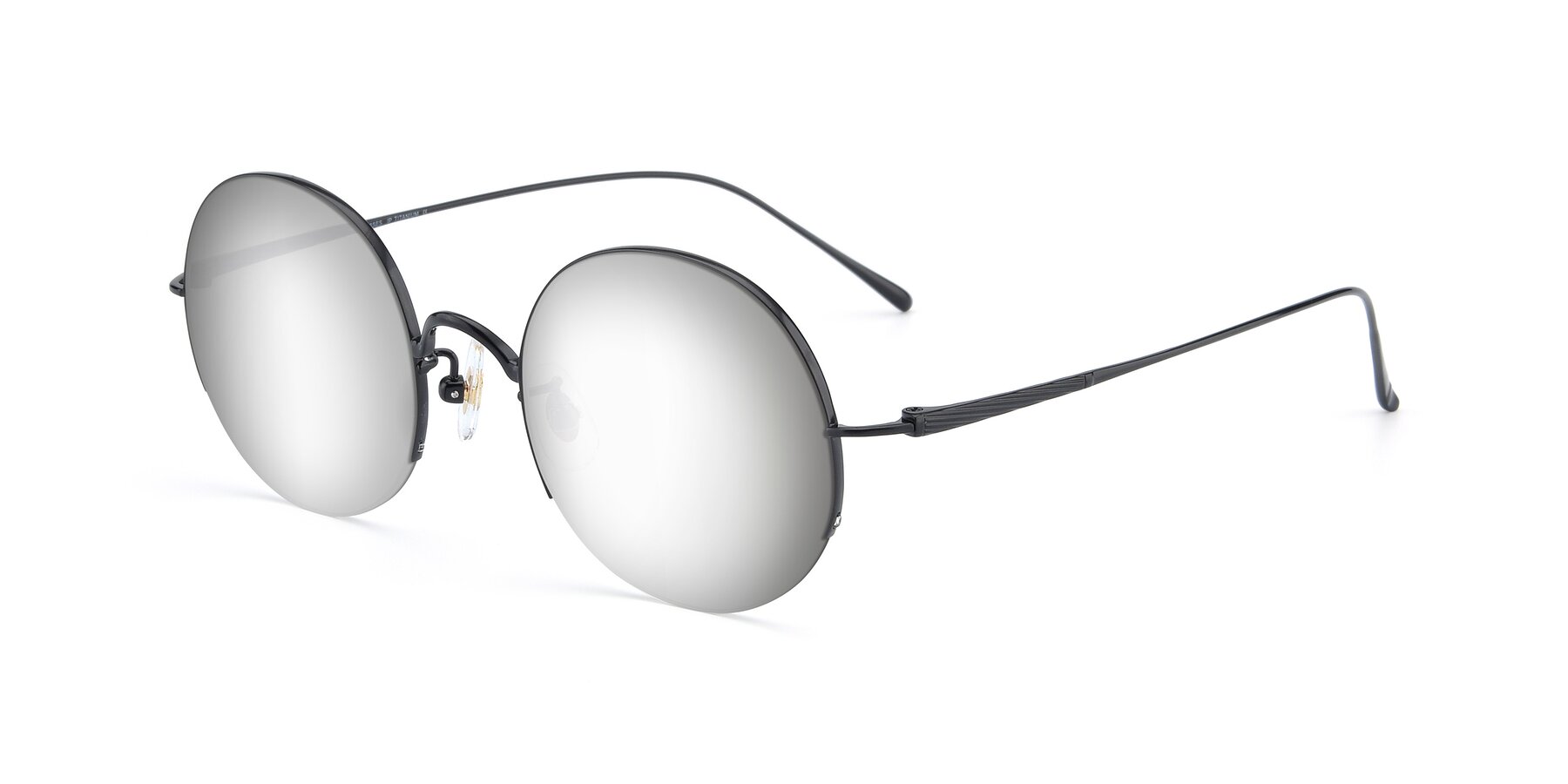 Angle of Harry in Matte Black with Silver Mirrored Lenses