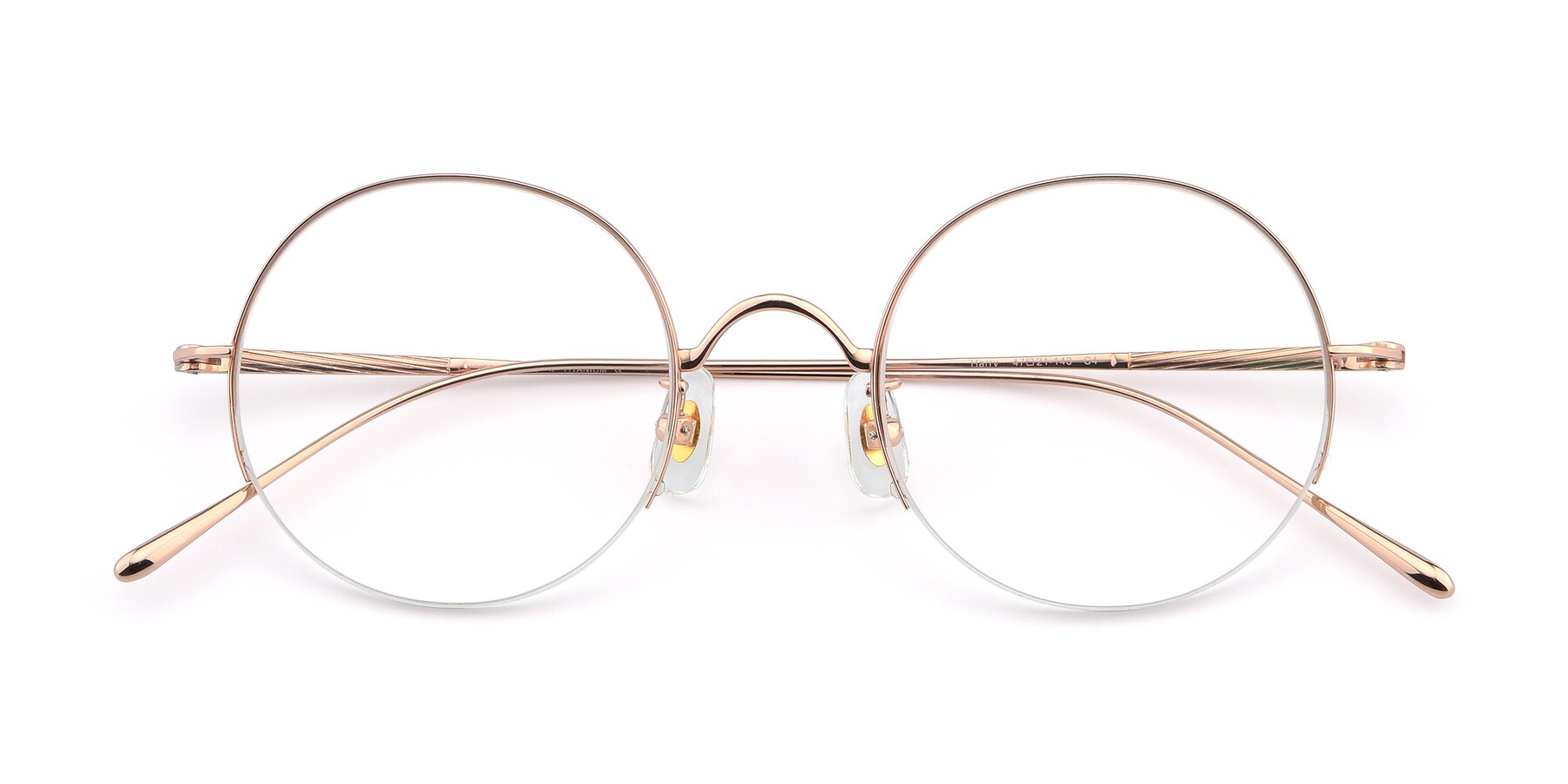 Folded Front of Harry in Rose Gold with Clear Blue Light Blocking Lenses