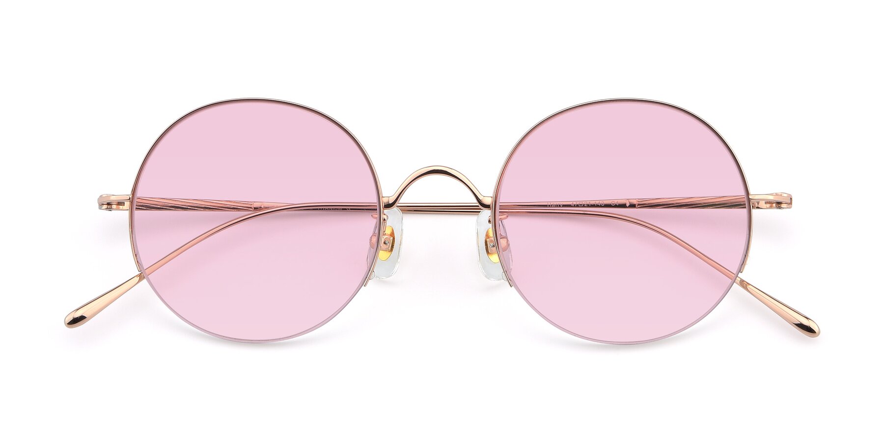 Folded Front of Harry in Rose Gold with Light Pink Tinted Lenses