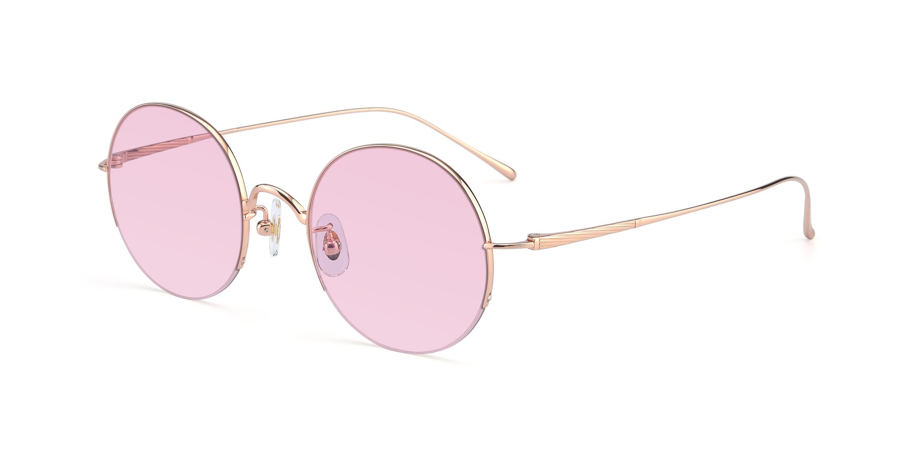 Angle of Harry in Rose Gold with Light Pink Tinted Lenses