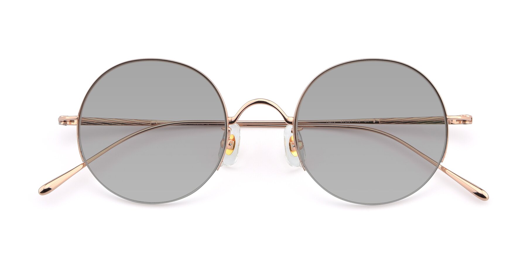 Folded Front of Harry in Rose Gold with Light Gray Tinted Lenses