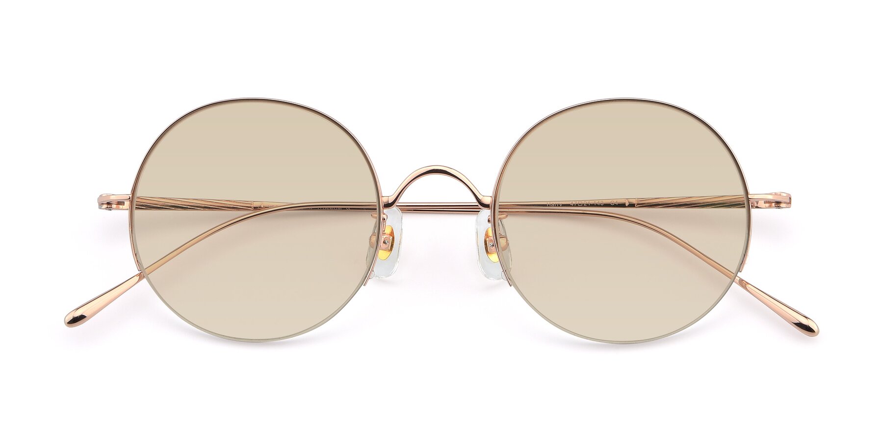 Folded Front of Harry in Rose Gold with Light Brown Tinted Lenses