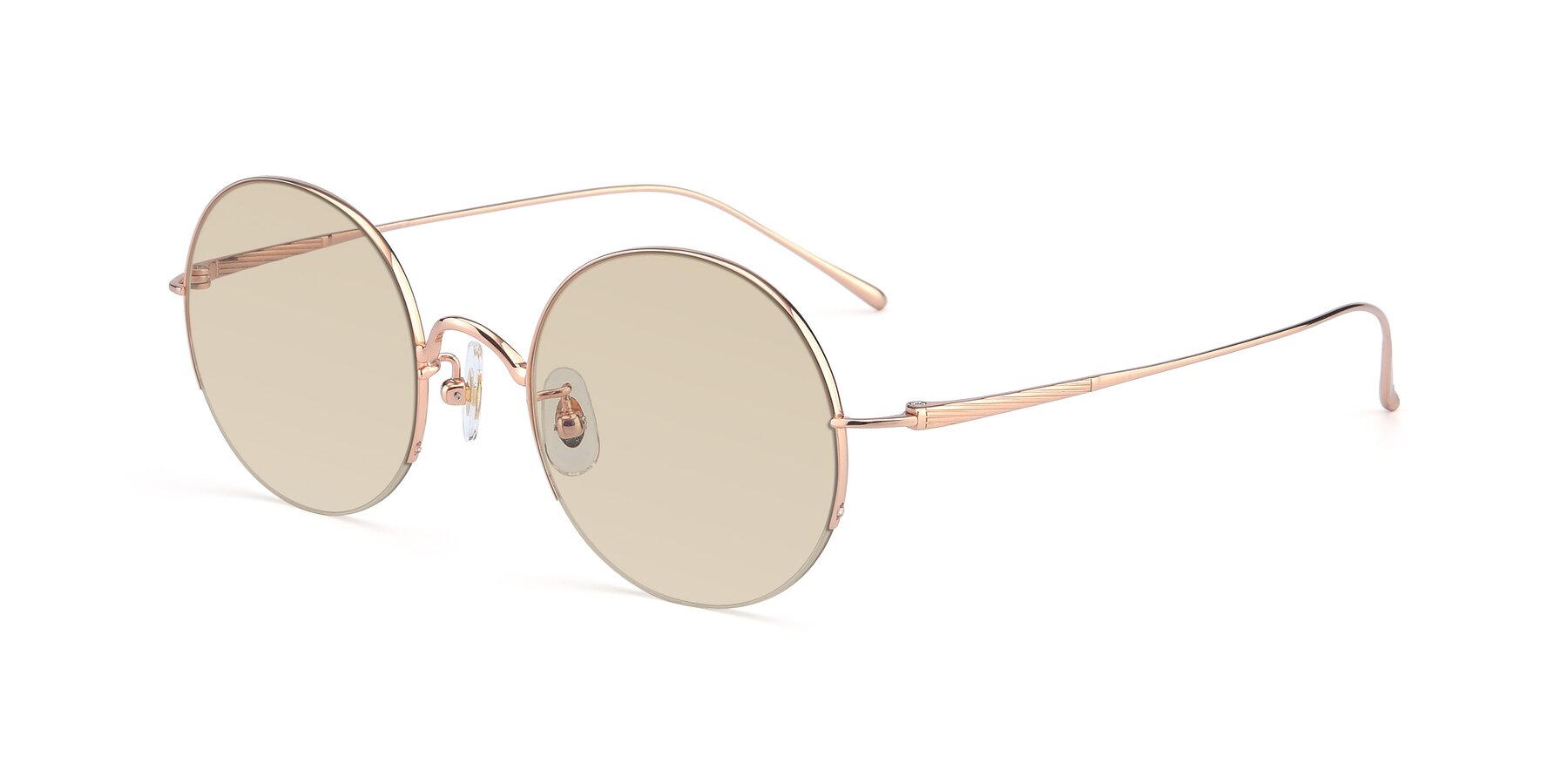 Angle of Harry in Rose Gold with Light Brown Tinted Lenses