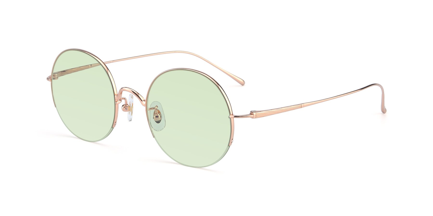 Angle of Harry in Rose Gold with Light Green Tinted Lenses