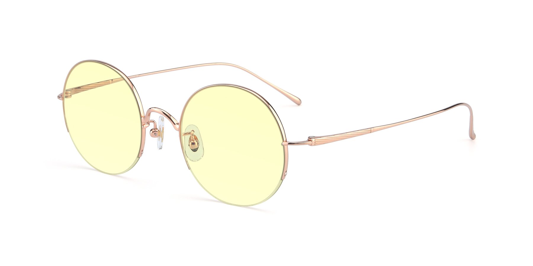 Angle of Harry in Rose Gold with Light Yellow Tinted Lenses