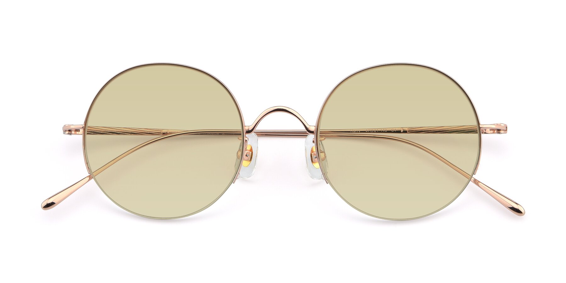 Folded Front of Harry in Rose Gold with Light Champagne Tinted Lenses
