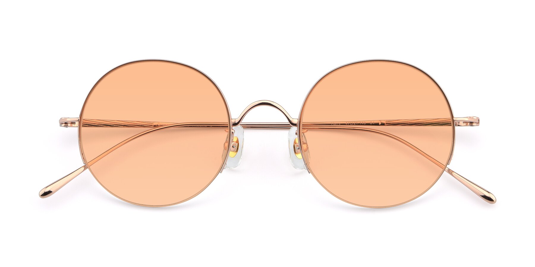 Folded Front of Harry in Rose Gold with Light Orange Tinted Lenses