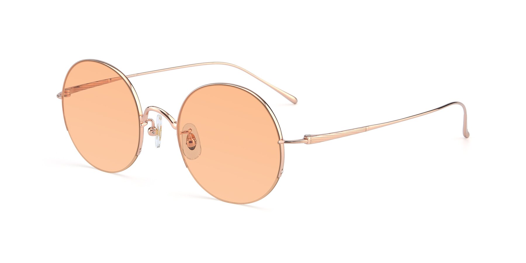 Angle of Harry in Rose Gold with Light Orange Tinted Lenses