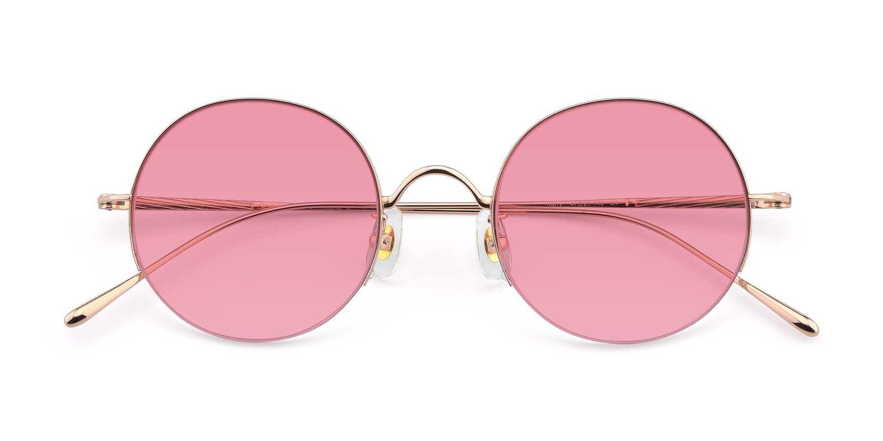 Folded Front of Harry in Rose Gold with Pink Tinted Lenses