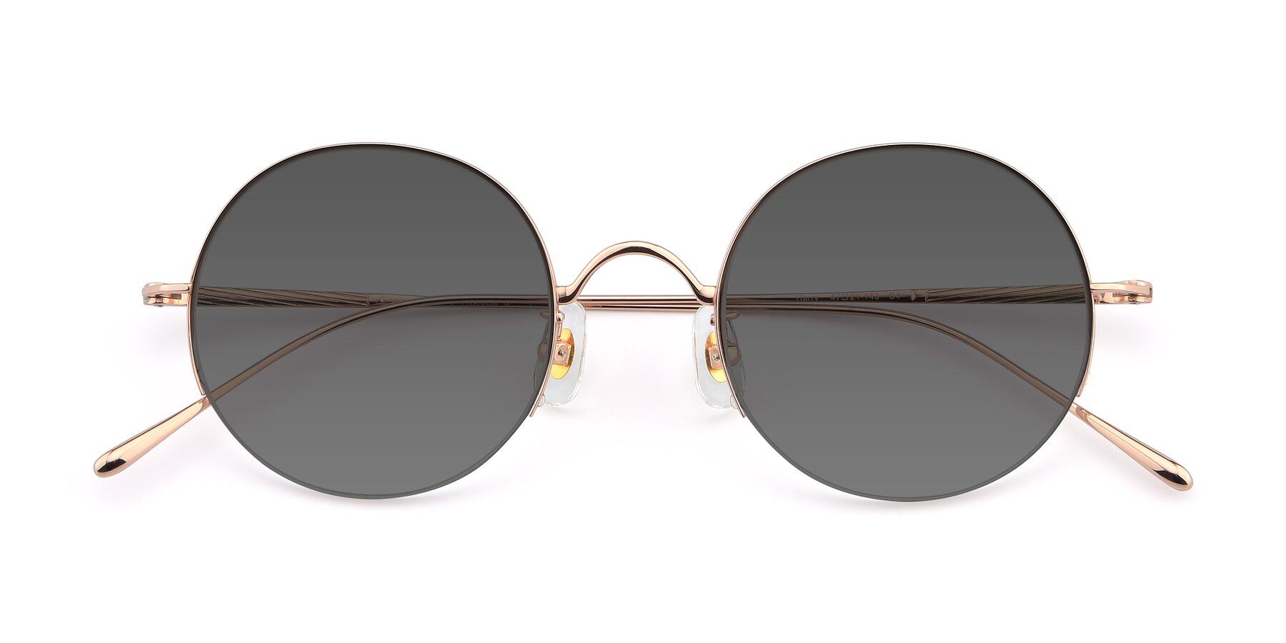 Folded Front of Harry in Rose Gold with Medium Gray Tinted Lenses