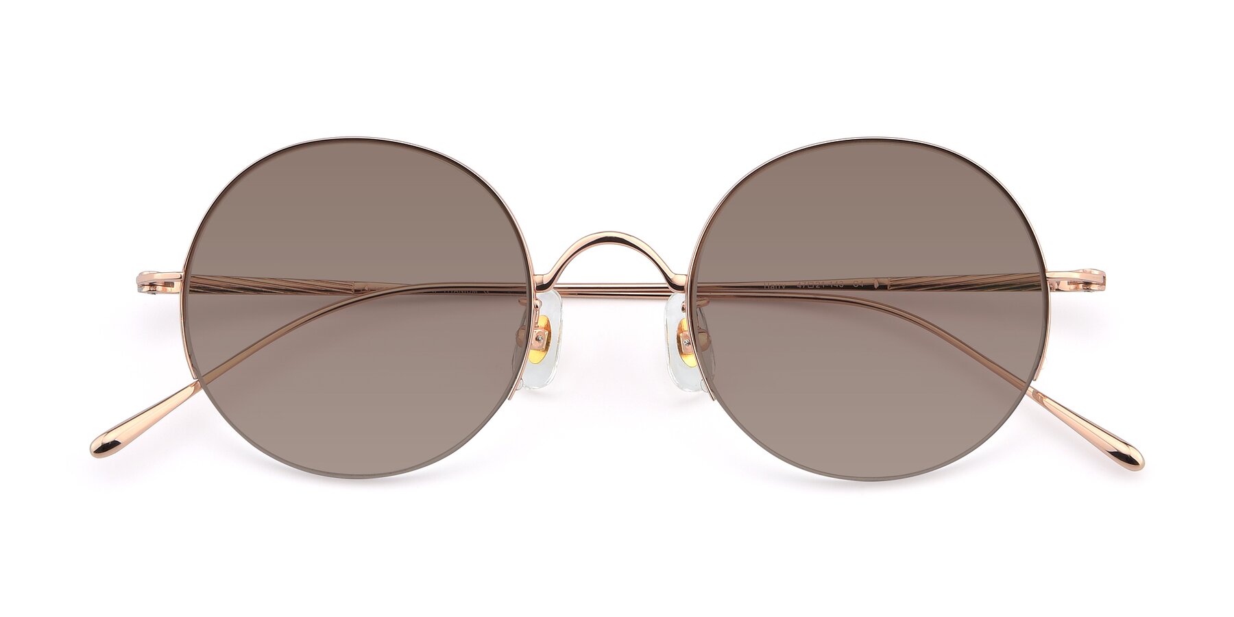 Folded Front of Harry in Rose Gold with Medium Brown Tinted Lenses