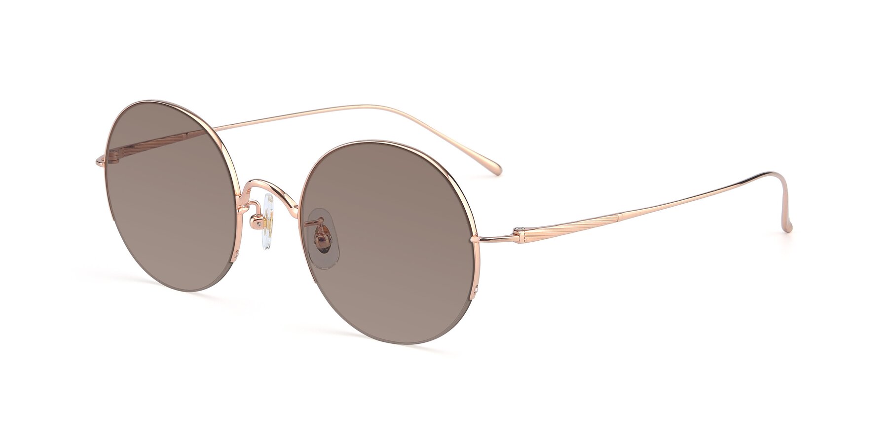 Angle of Harry in Rose Gold with Medium Brown Tinted Lenses