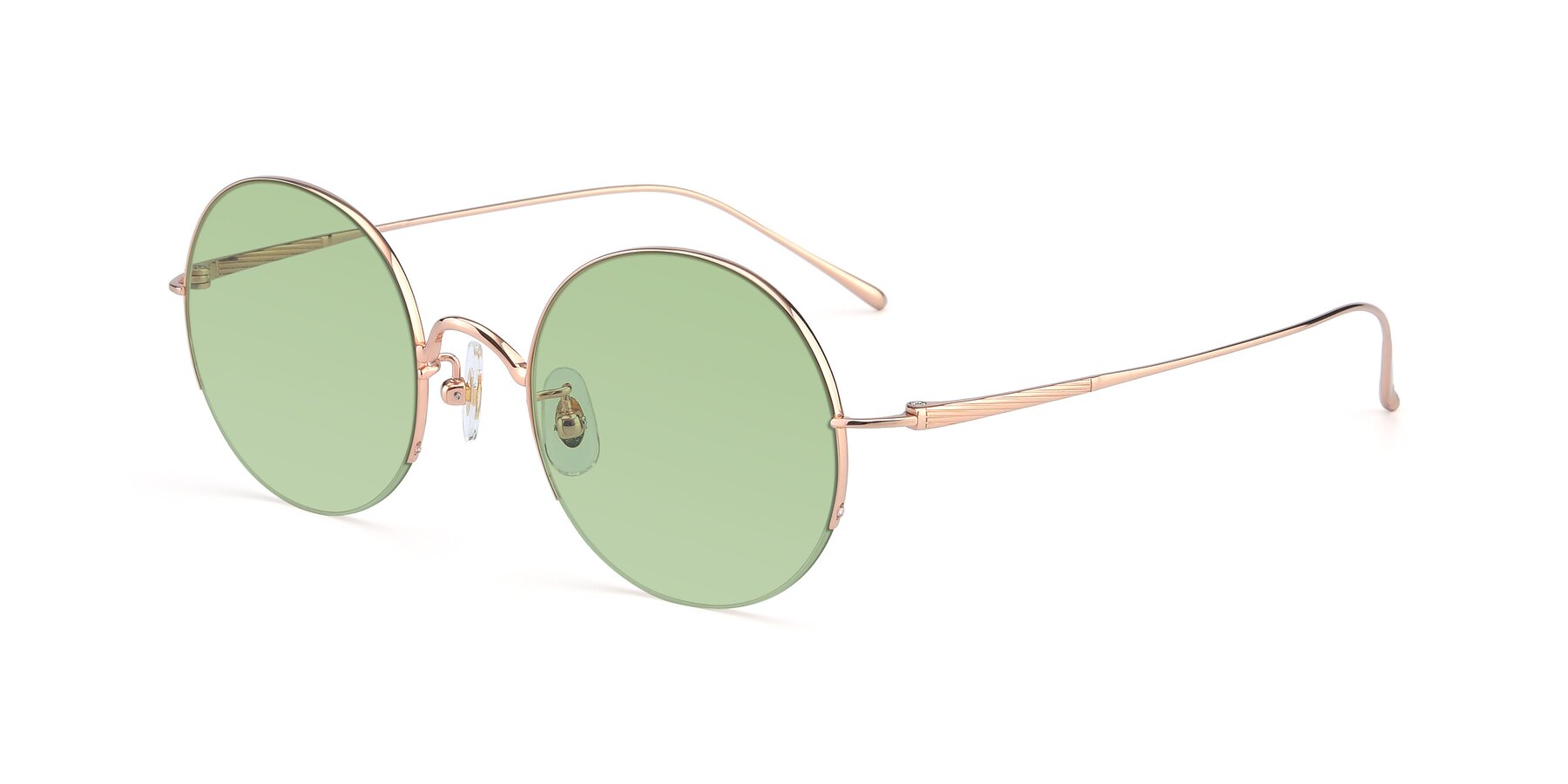 Angle of Harry in Rose Gold with Medium Green Tinted Lenses