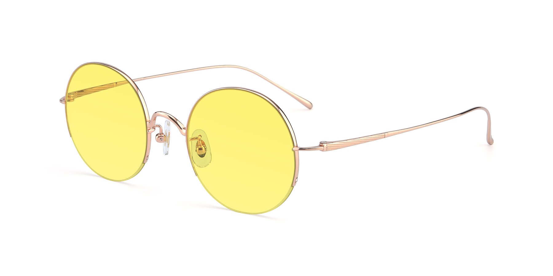 Angle of Harry in Rose Gold with Medium Yellow Tinted Lenses