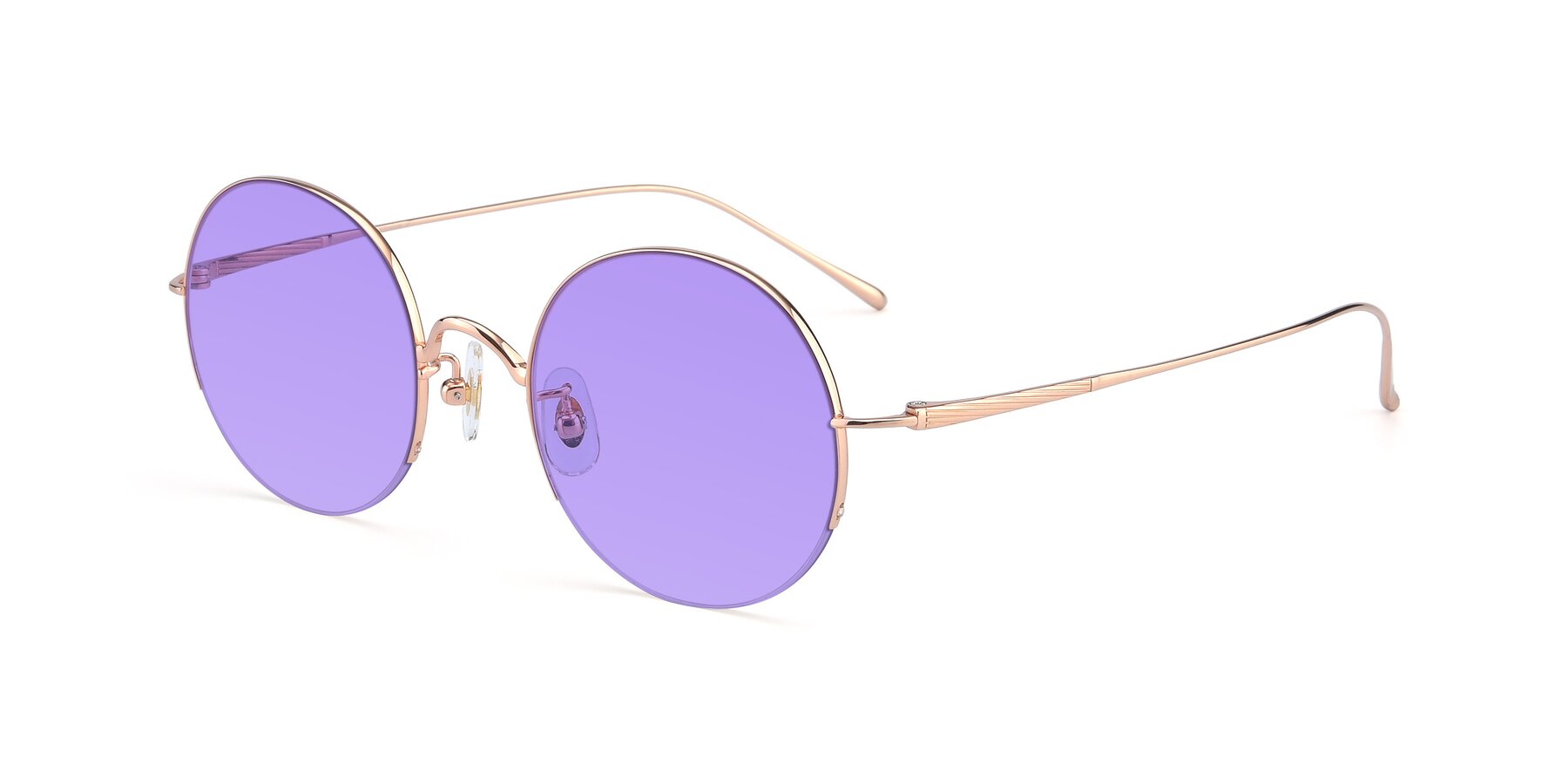 Angle of Harry in Rose Gold with Medium Purple Tinted Lenses