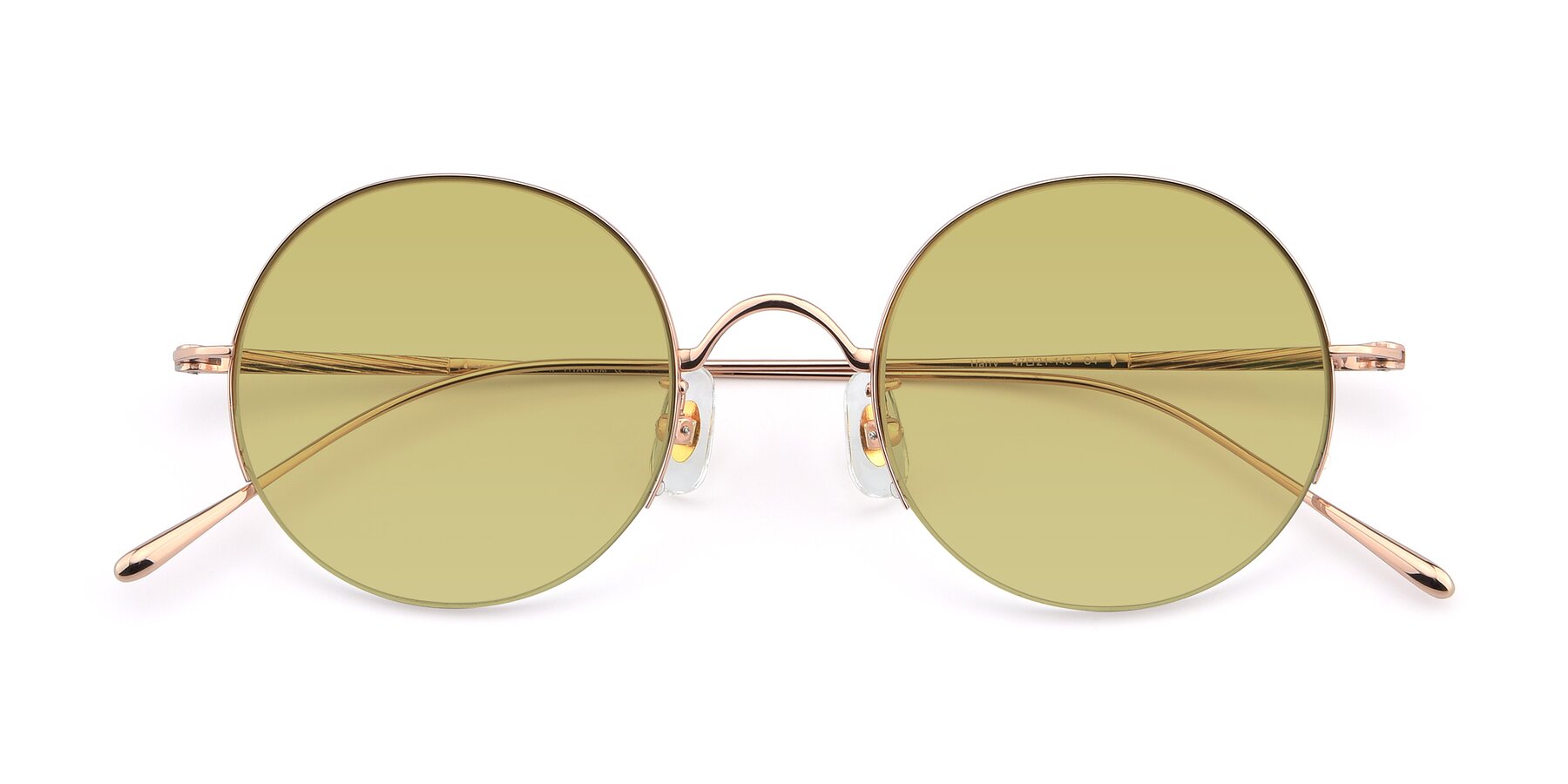 Folded Front of Harry in Rose Gold with Medium Champagne Tinted Lenses