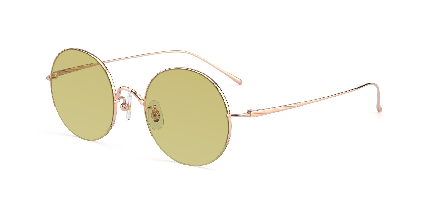 Angle of Harry in Rose Gold with Medium Champagne Tinted Lenses
