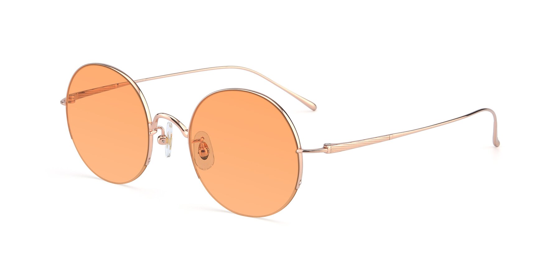 Angle of Harry in Rose Gold with Medium Orange Tinted Lenses