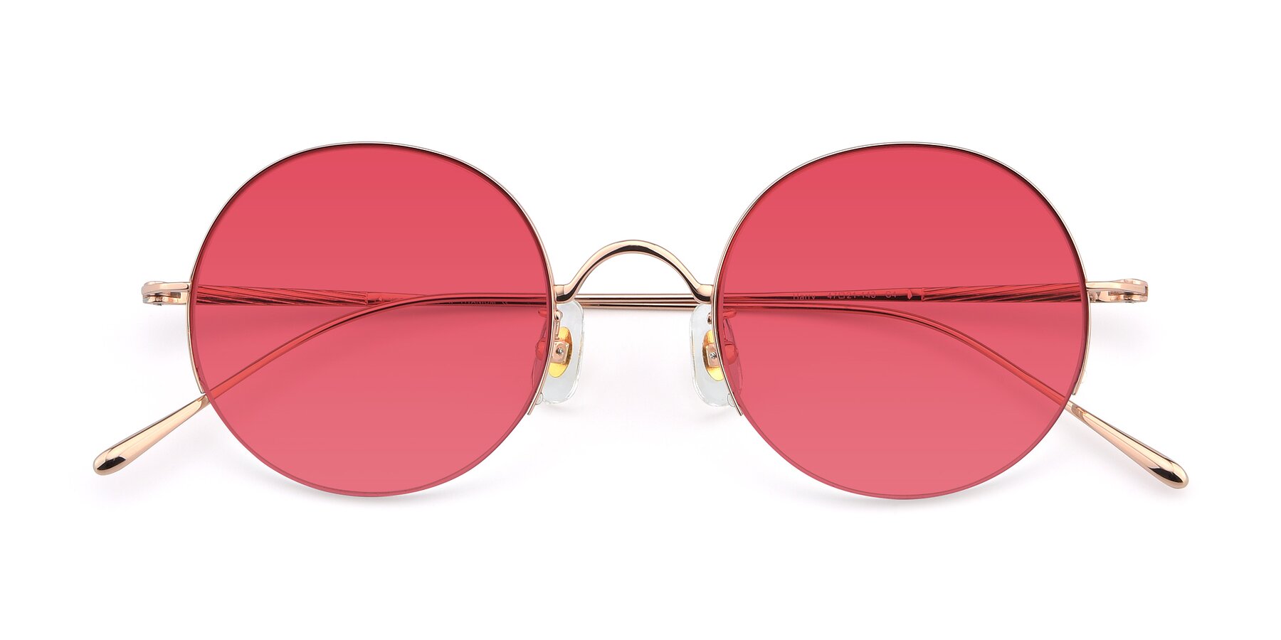 Folded Front of Harry in Rose Gold with Red Tinted Lenses