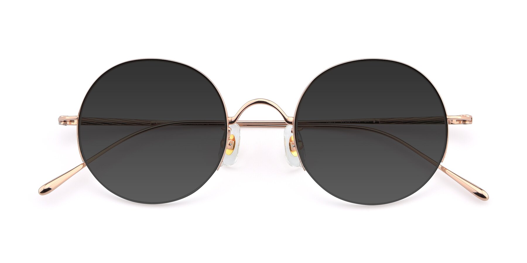 Folded Front of Harry in Rose Gold with Gray Tinted Lenses
