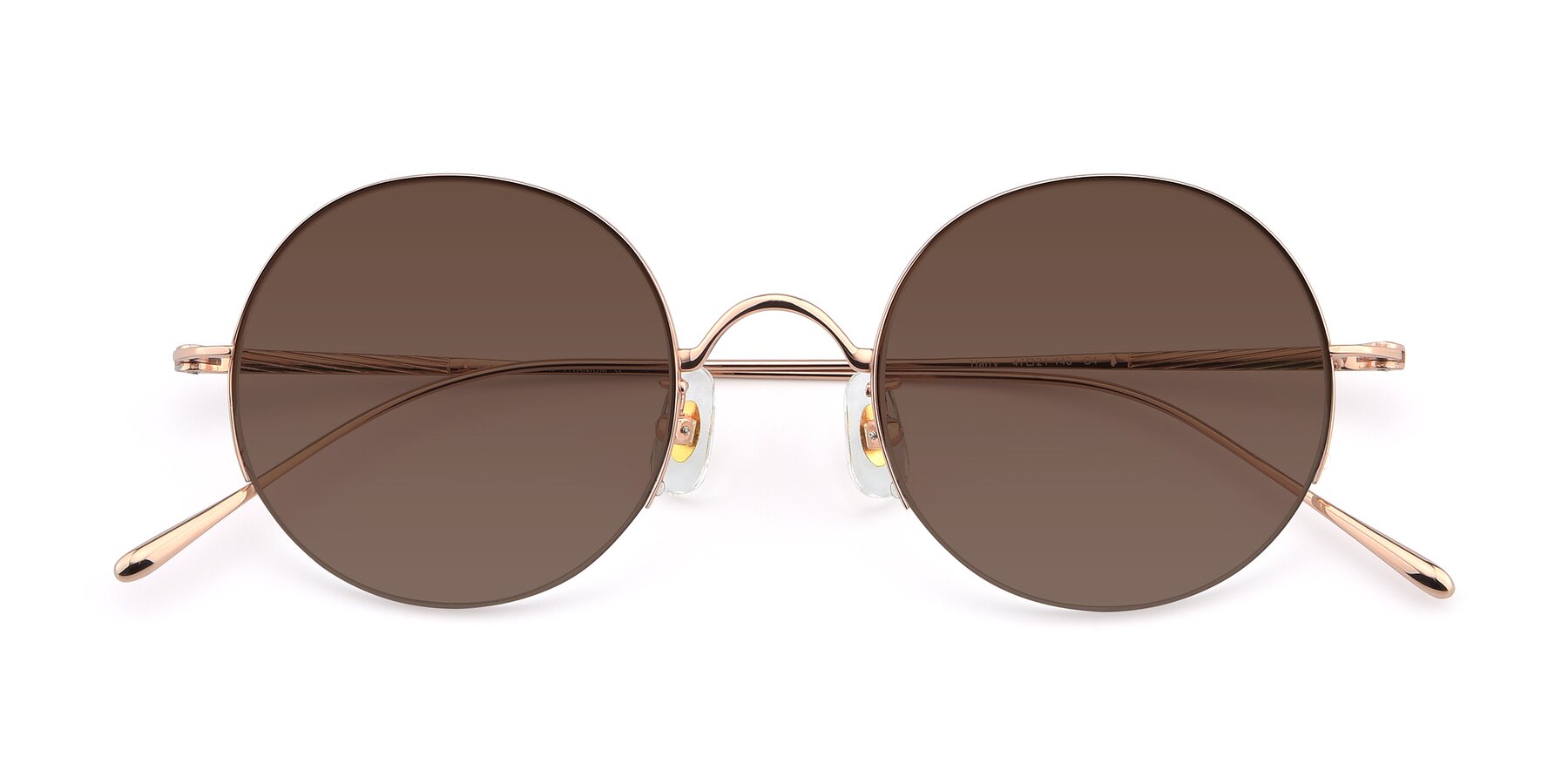 Folded Front of Harry in Rose Gold with Brown Tinted Lenses