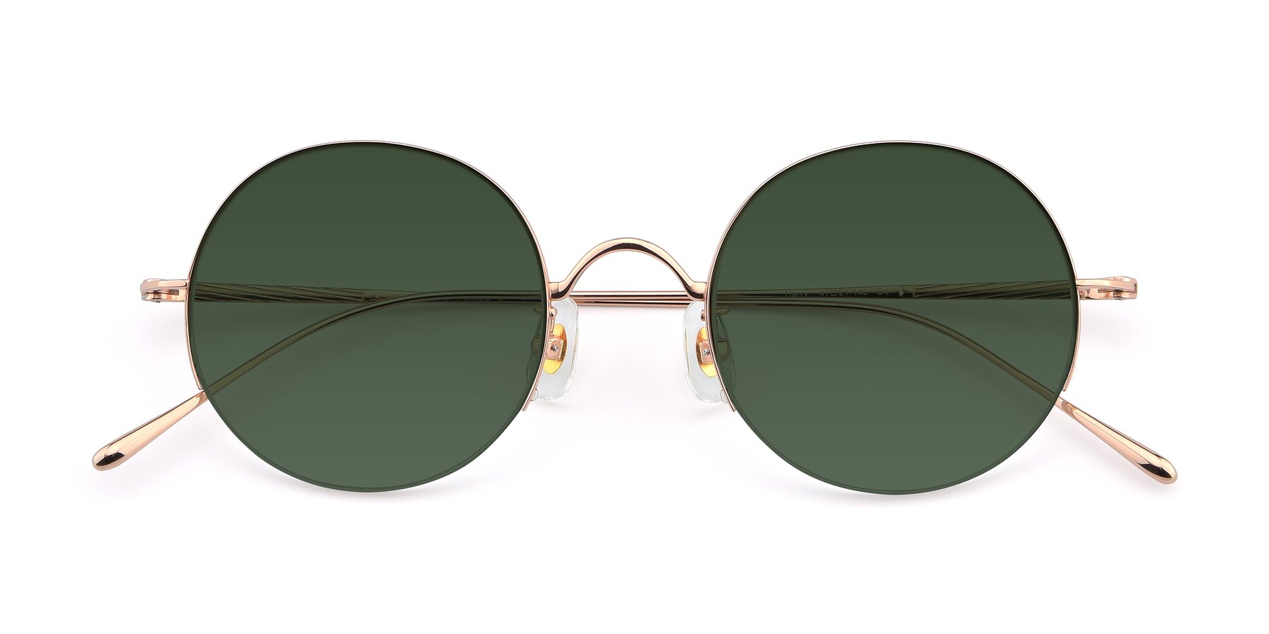 Folded Front of Harry in Rose Gold with Green Tinted Lenses