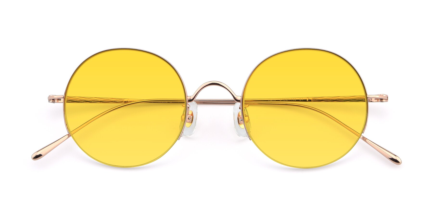 Folded Front of Harry in Rose Gold with Yellow Tinted Lenses