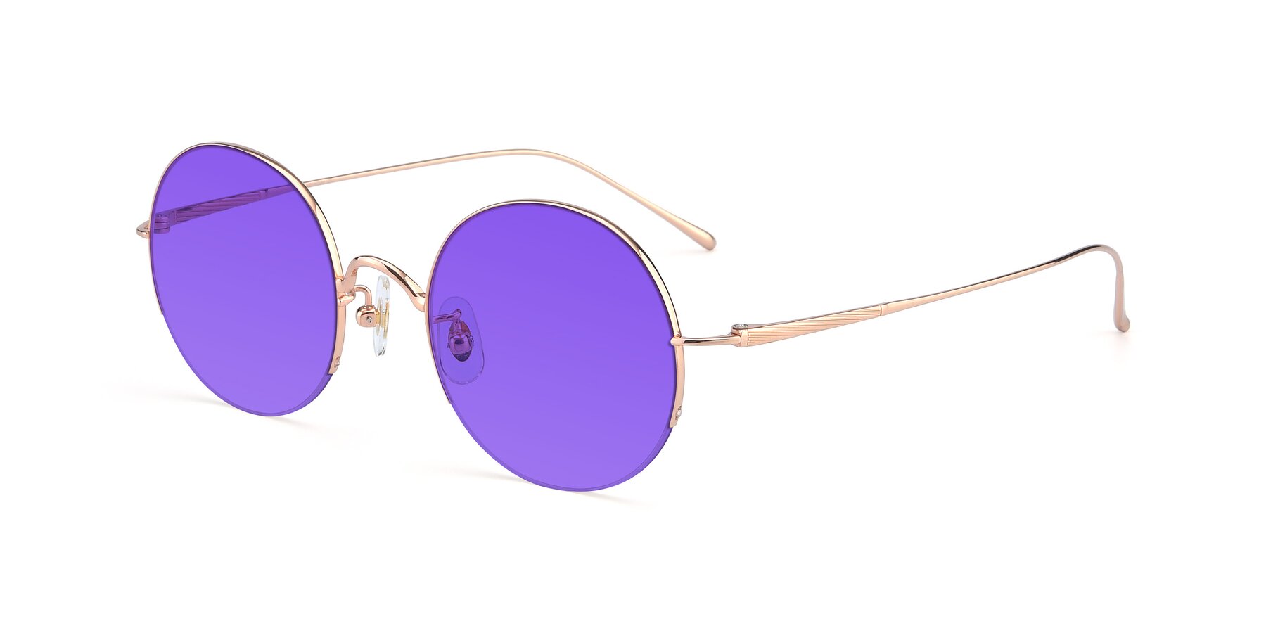 Angle of Harry in Rose Gold with Purple Tinted Lenses